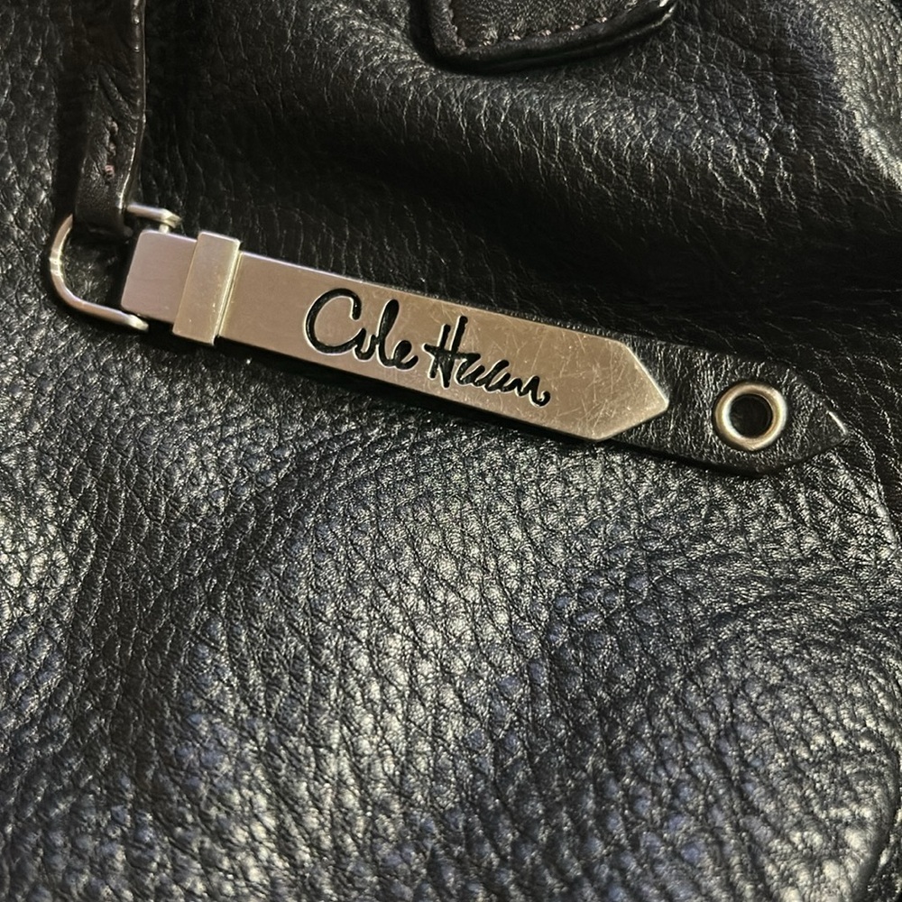Cole Haan Black Pebble Leather Hobo Satchel Bag w/ duster bag - Picture 2 of 16